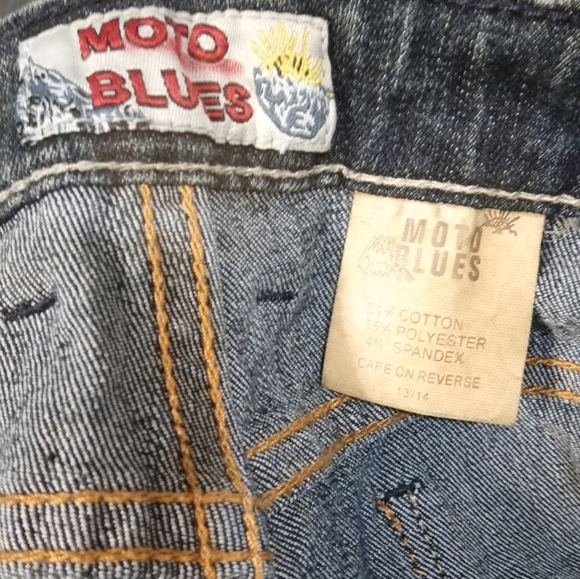 Moto Blues Retro Y2K Studdef Hardware Stone Washed Jeans Size 13/14 - Picture 5 of 5